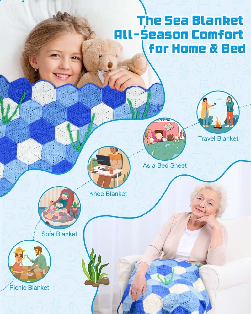 Arborthread Crochet Kit for Beginners, Granny Squares Blanket Knitting Kit w/Step-by-Step Video & Printed Guides for Adults, Kid-Friendly Patterns - Image 5